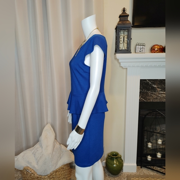 CENTRAL PARK WEST Newport Peplum Short Sleeve Dress in Sky S - Picture 6 of 8